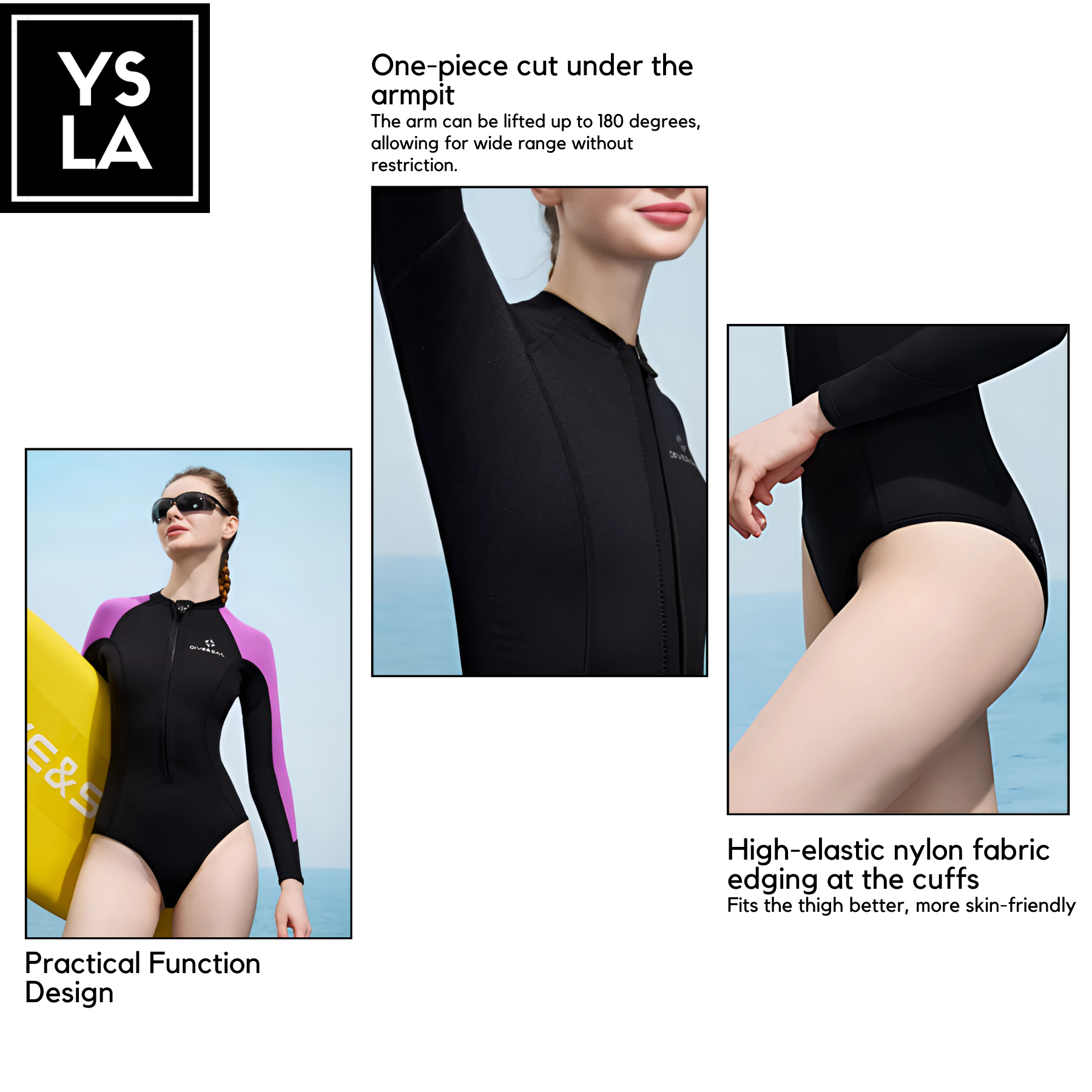 Kaila Dive and Sail 2mm One-piece Front Zipper Thermal Bikini Wetsuit