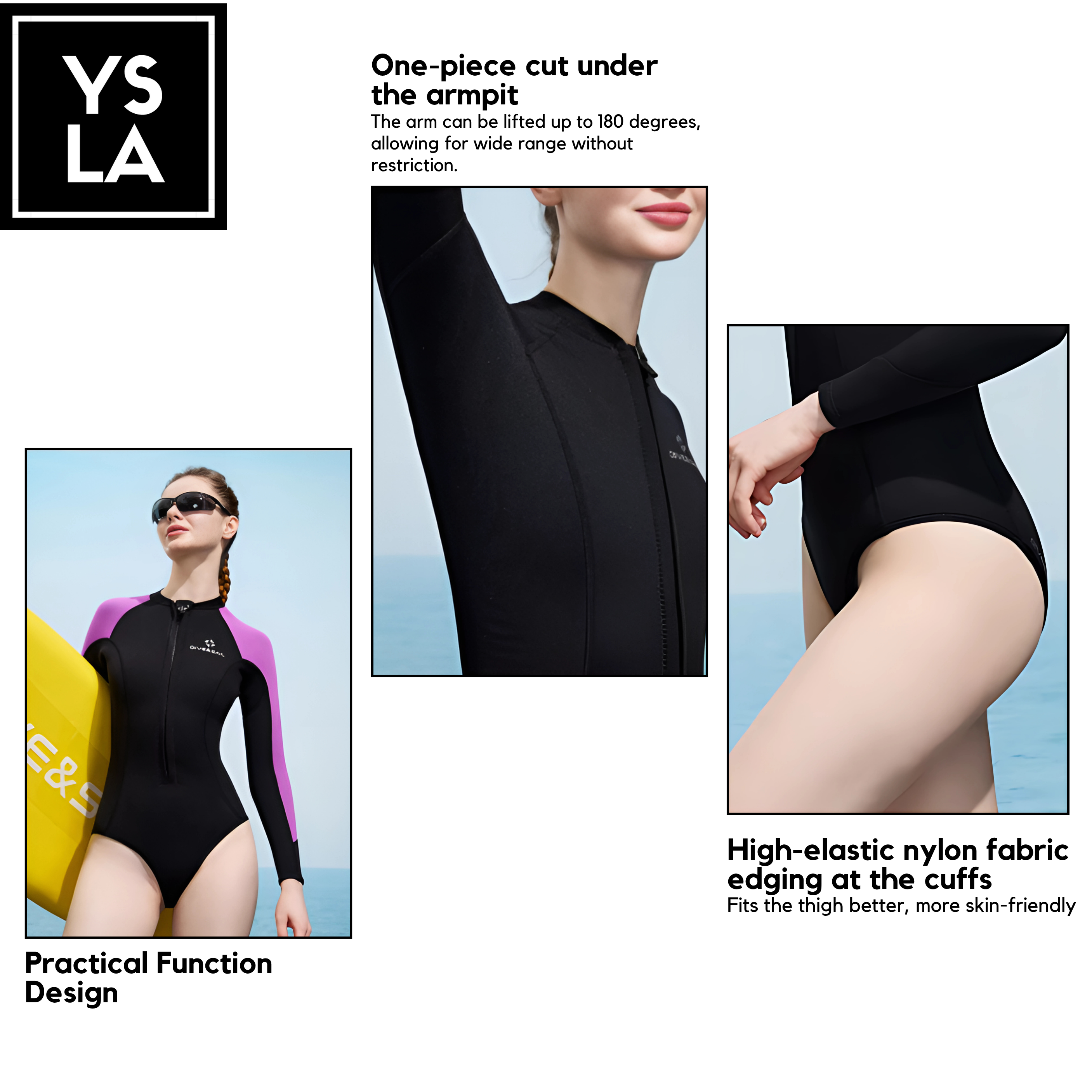 Kaila Dive and Sail 2mm One-piece Front Zipper Thermal Bikini Wetsuit