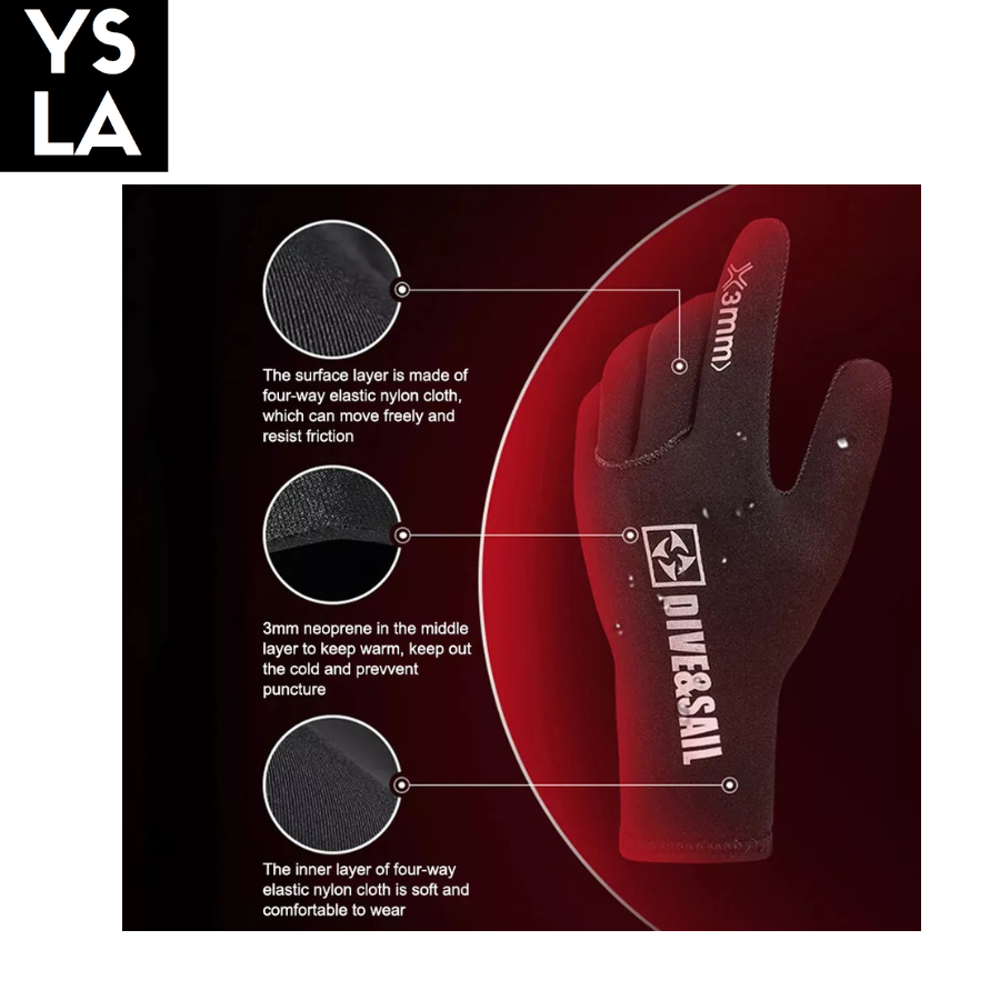 Dive & Sail 3mm Diving Gloves for Men Women Warm Scratch-proof Anti Slip Flexible Hand Protection