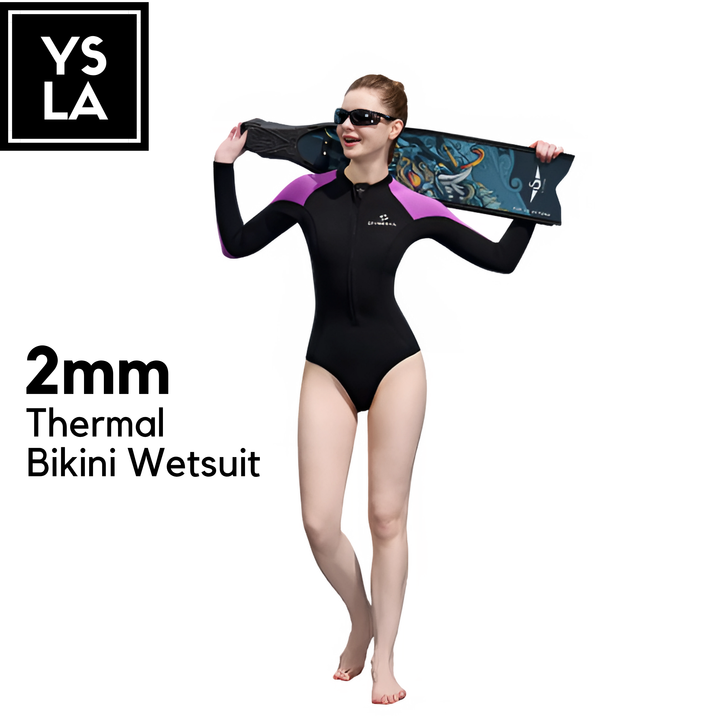 Kaila Dive and Sail 2mm One-piece Front Zipper Thermal Bikini Wetsuit