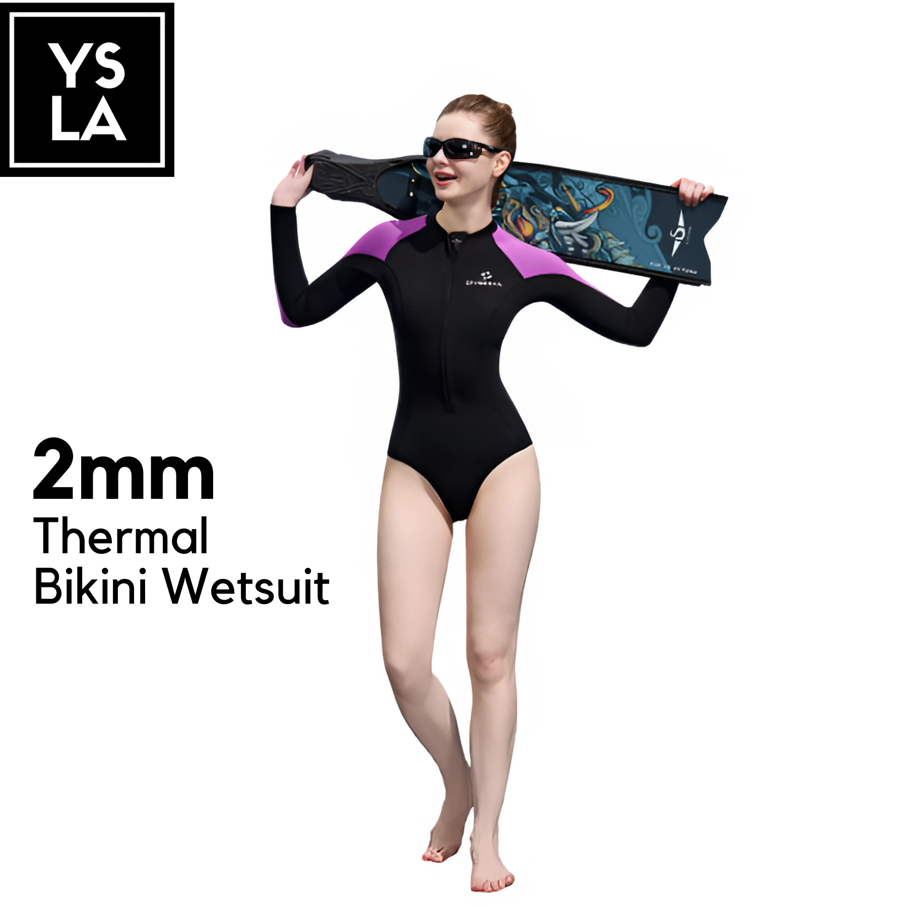 Kaila Dive and Sail 2mm One-piece Front Zipper Thermal Bikini Wetsuit