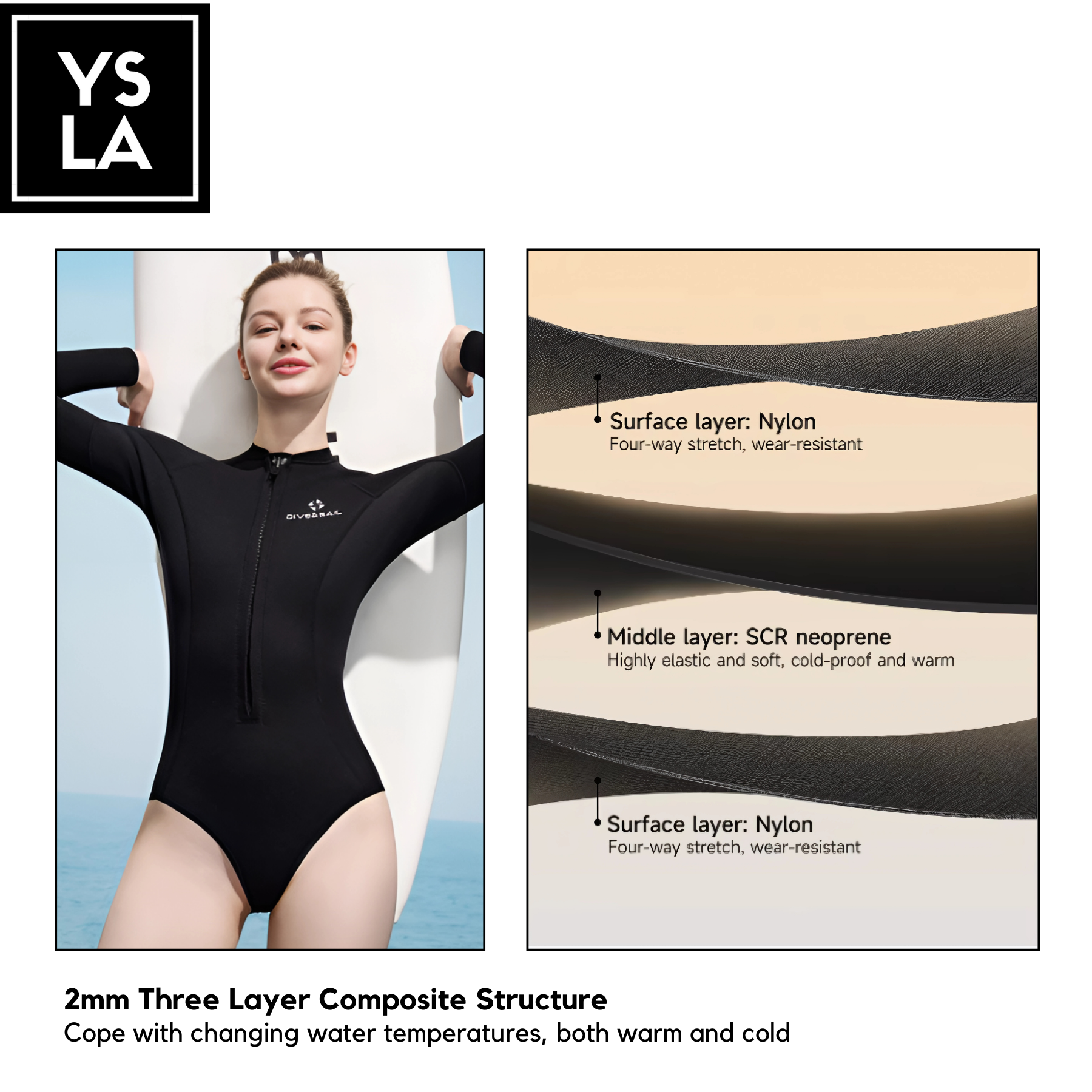 Kaila Dive and Sail 2mm One-piece Front Zipper Thermal Bikini Wetsuit