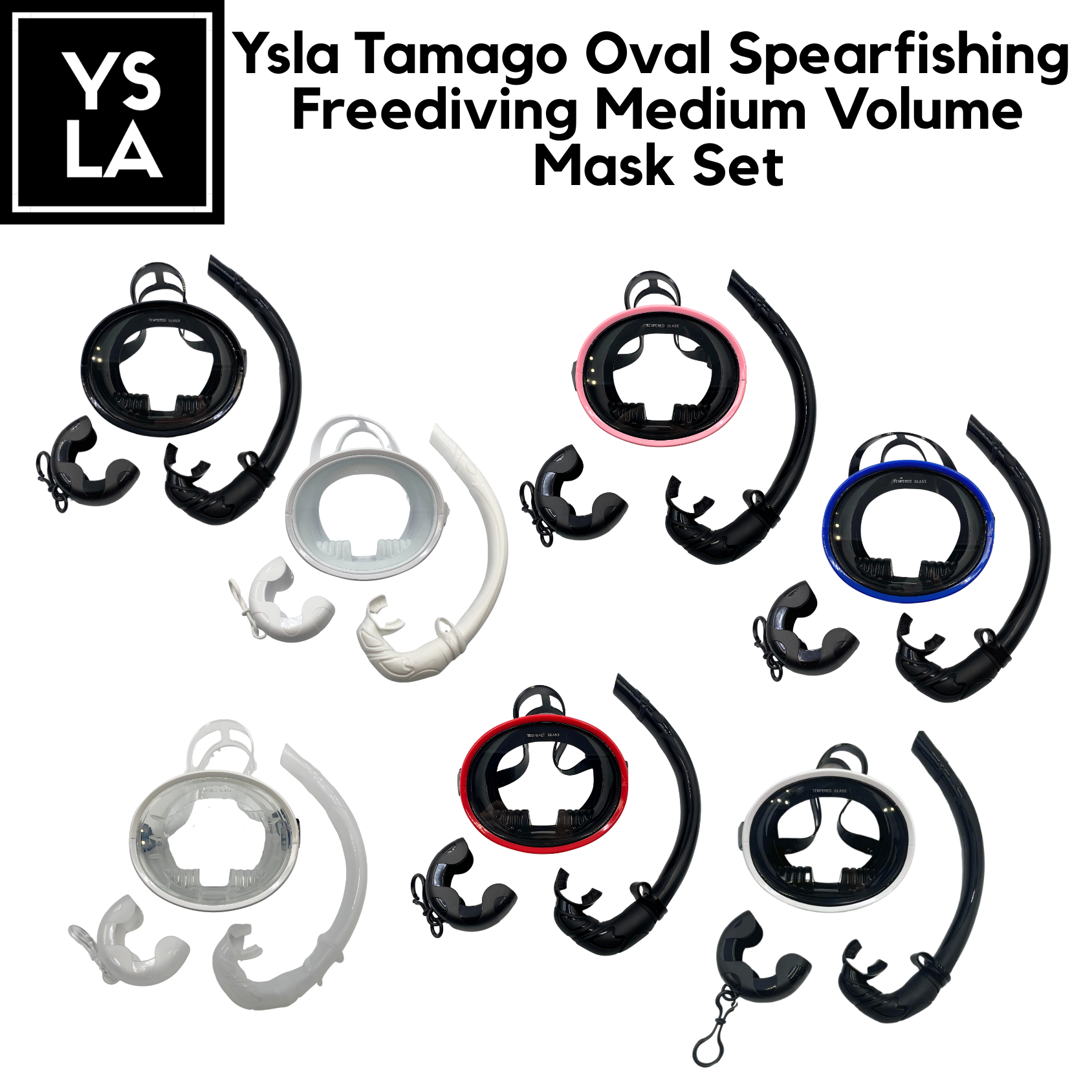 Ysla Tamago Oval Spearfishing Freediving Medium Volume Mask Set