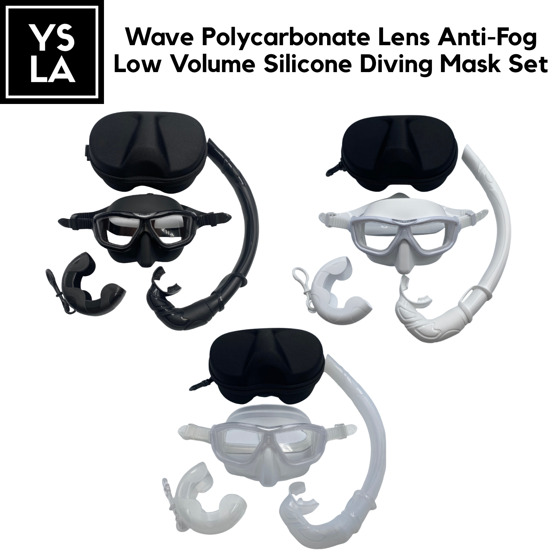 Wave Polycarbonate Lens Anti-Fog Low Volume Silicone Diving Mask Set