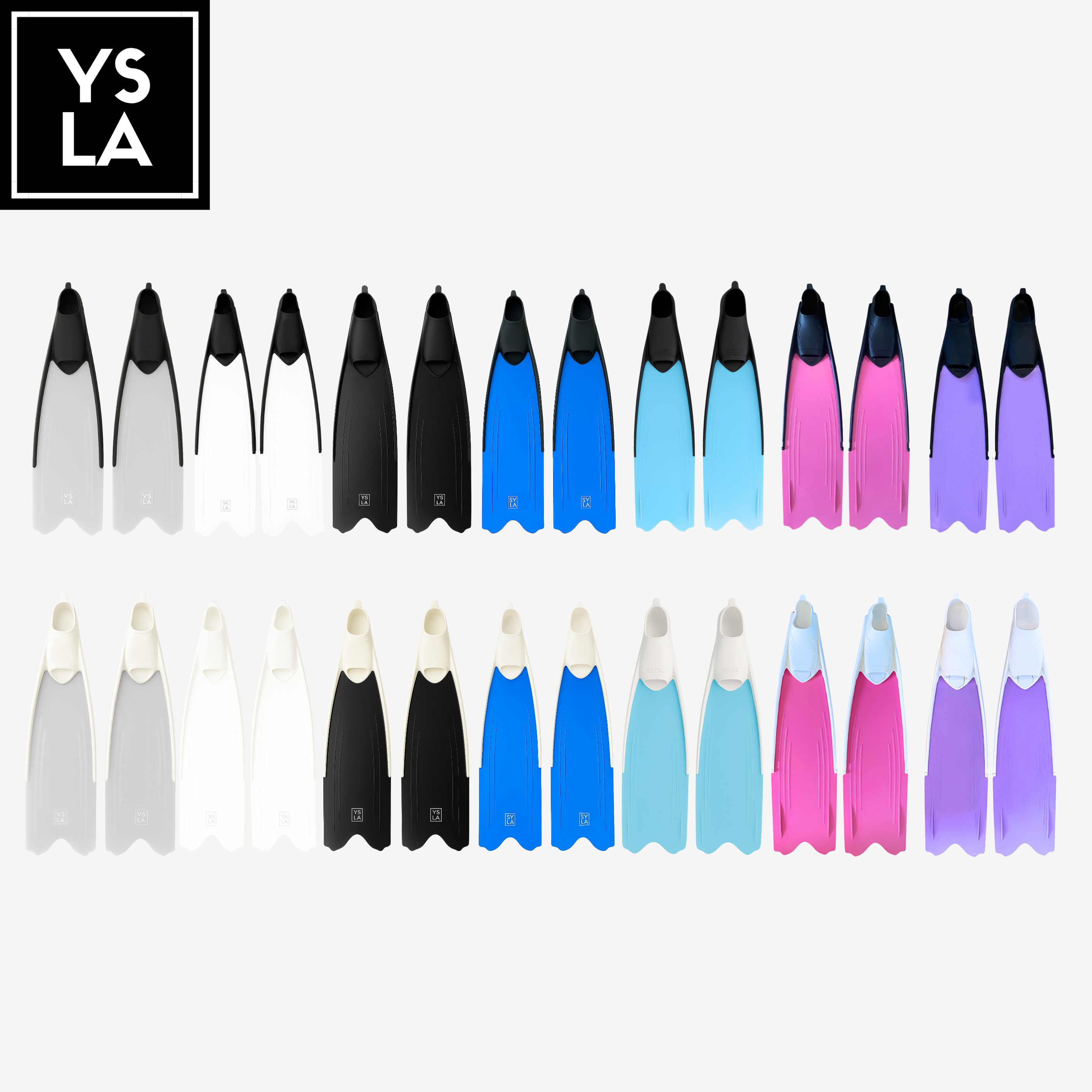 Ysla Wave Long Plastic Fins for Freediving with Foot Pocket