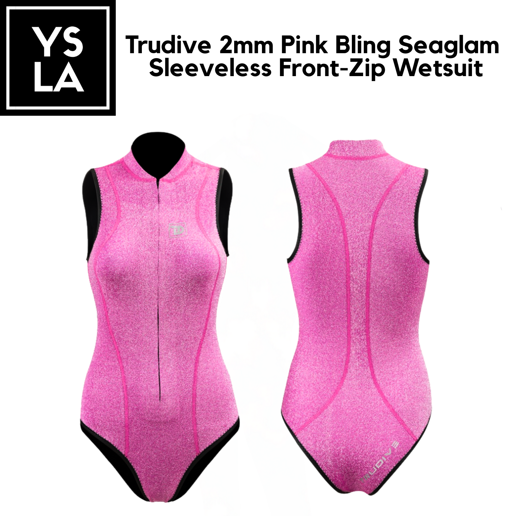 Trudive Seaglam 2mm Pink Bling Sleeveless Front-Zip Wetsuit