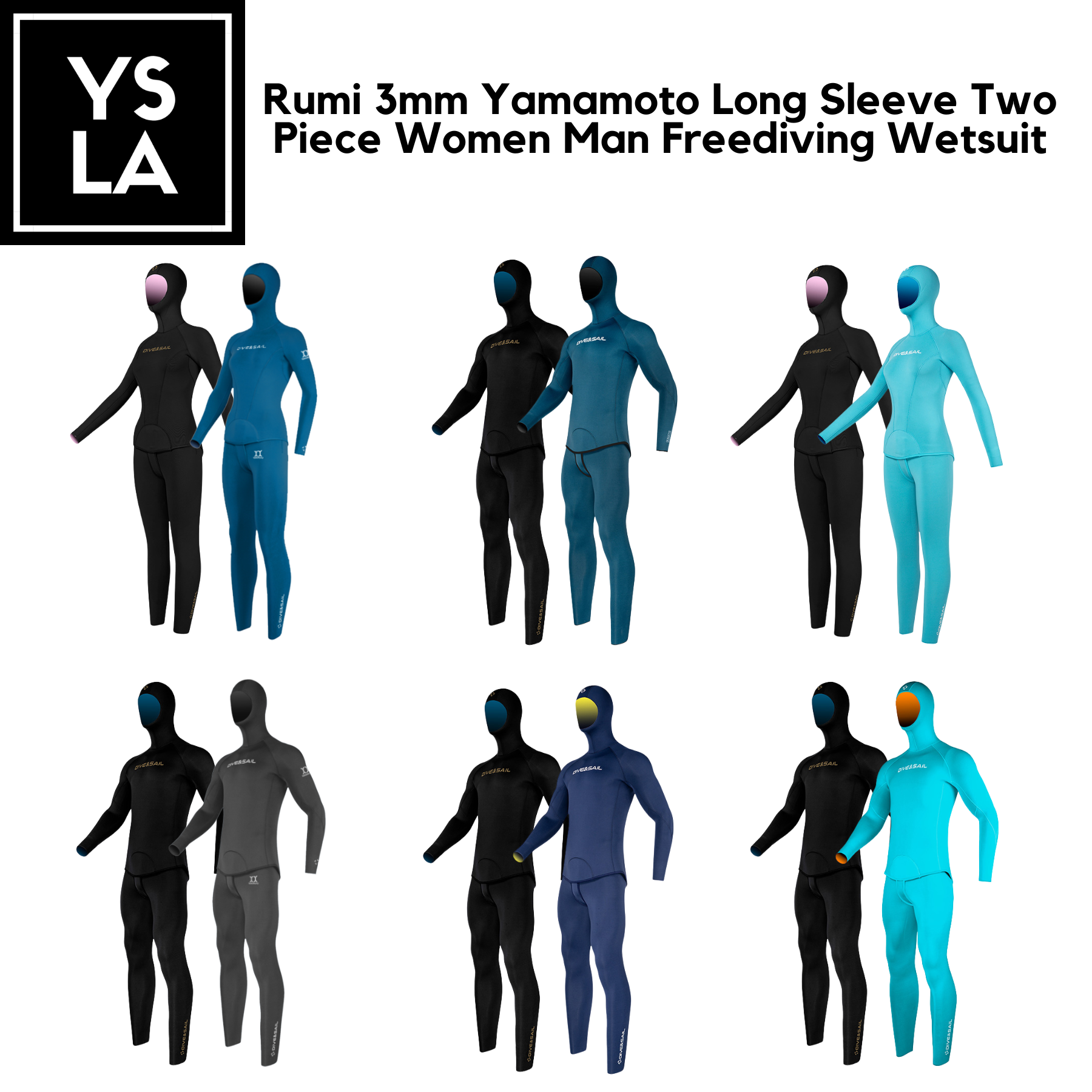 Dive and Sail Rumi 3mm Yamamoto Long Sleeve Two Piece Women Man Freediving Wetsuit