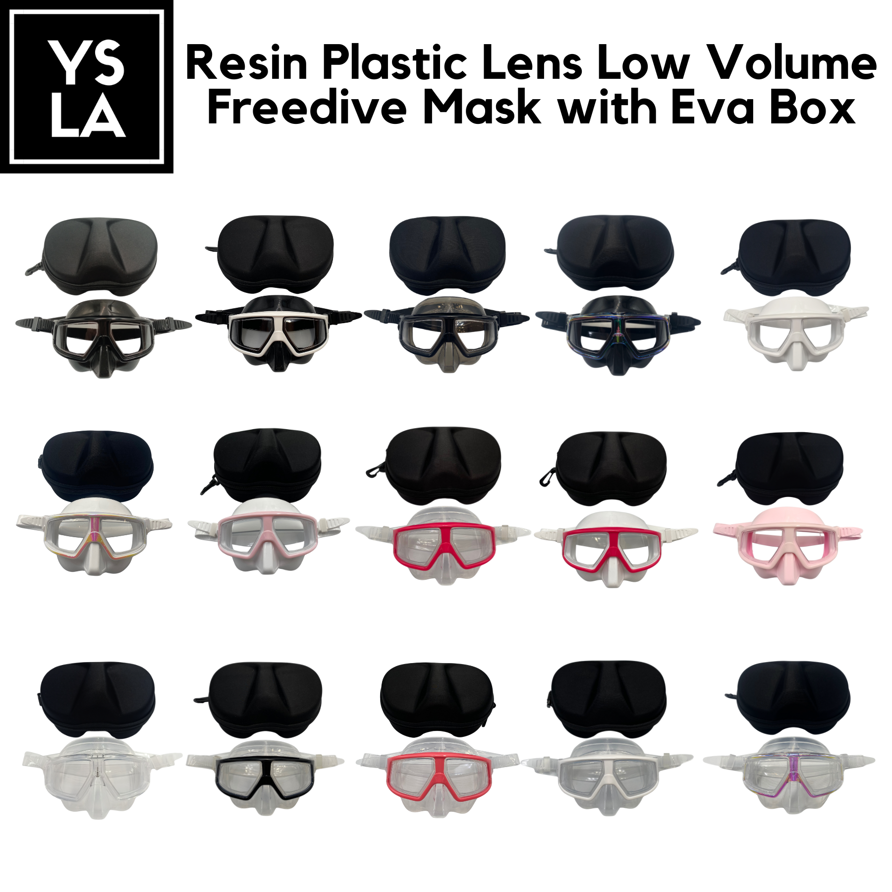 Resin Plastic Lens Low Volume Freedive Mask with Eva Box
