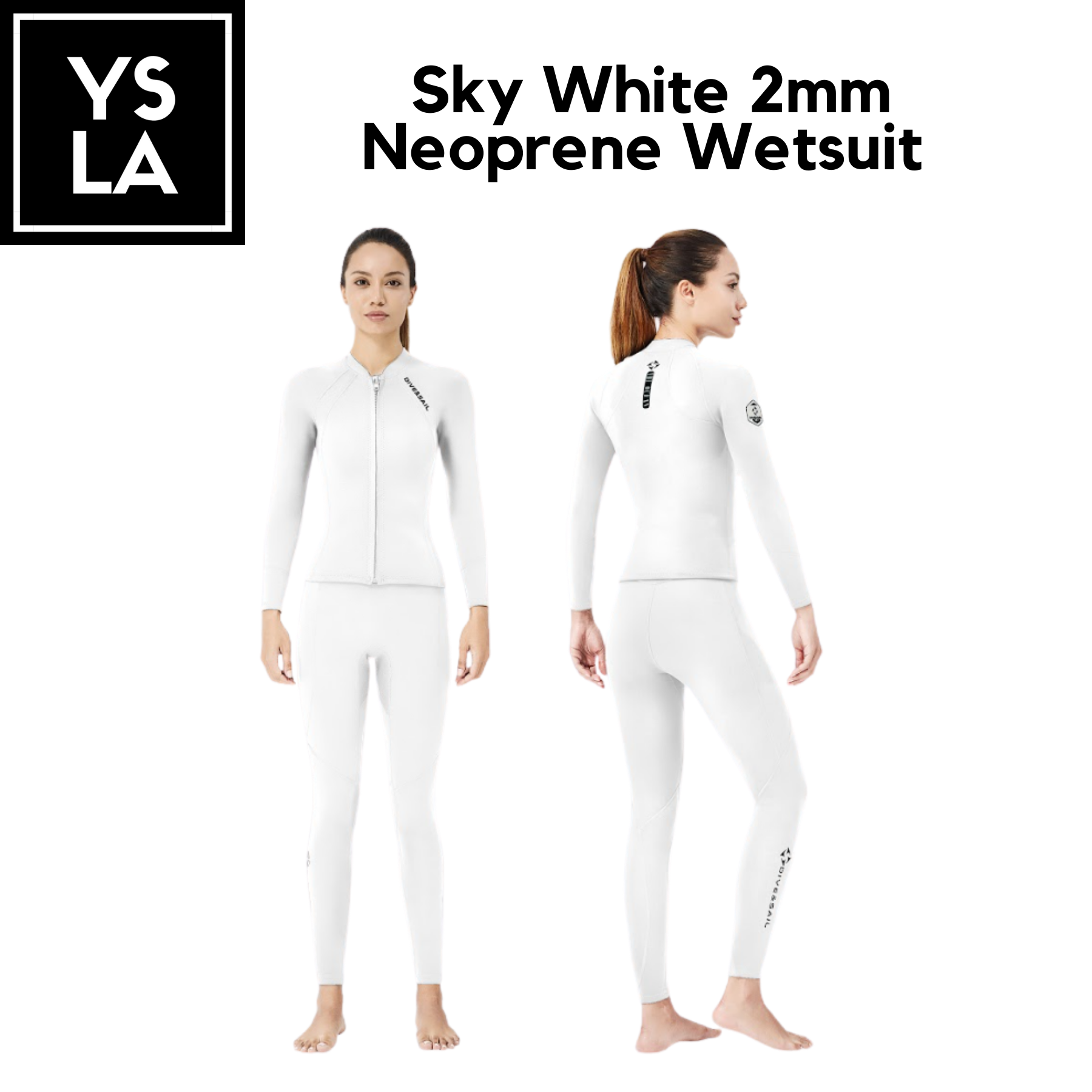 Sky White 2mm Neoprene Wetsuit Top and Bottom