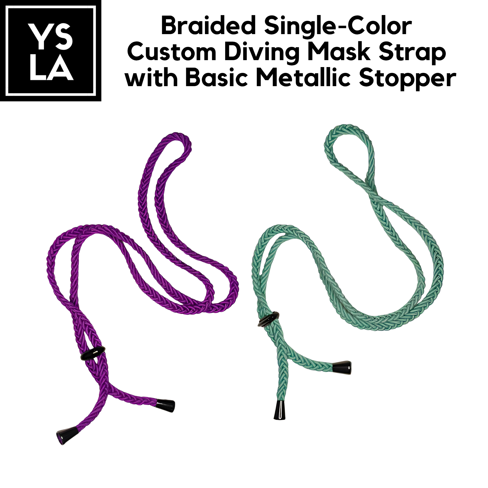 Braided Single-Color Custom Diving Mask Strap with Basic Metallic Stopper