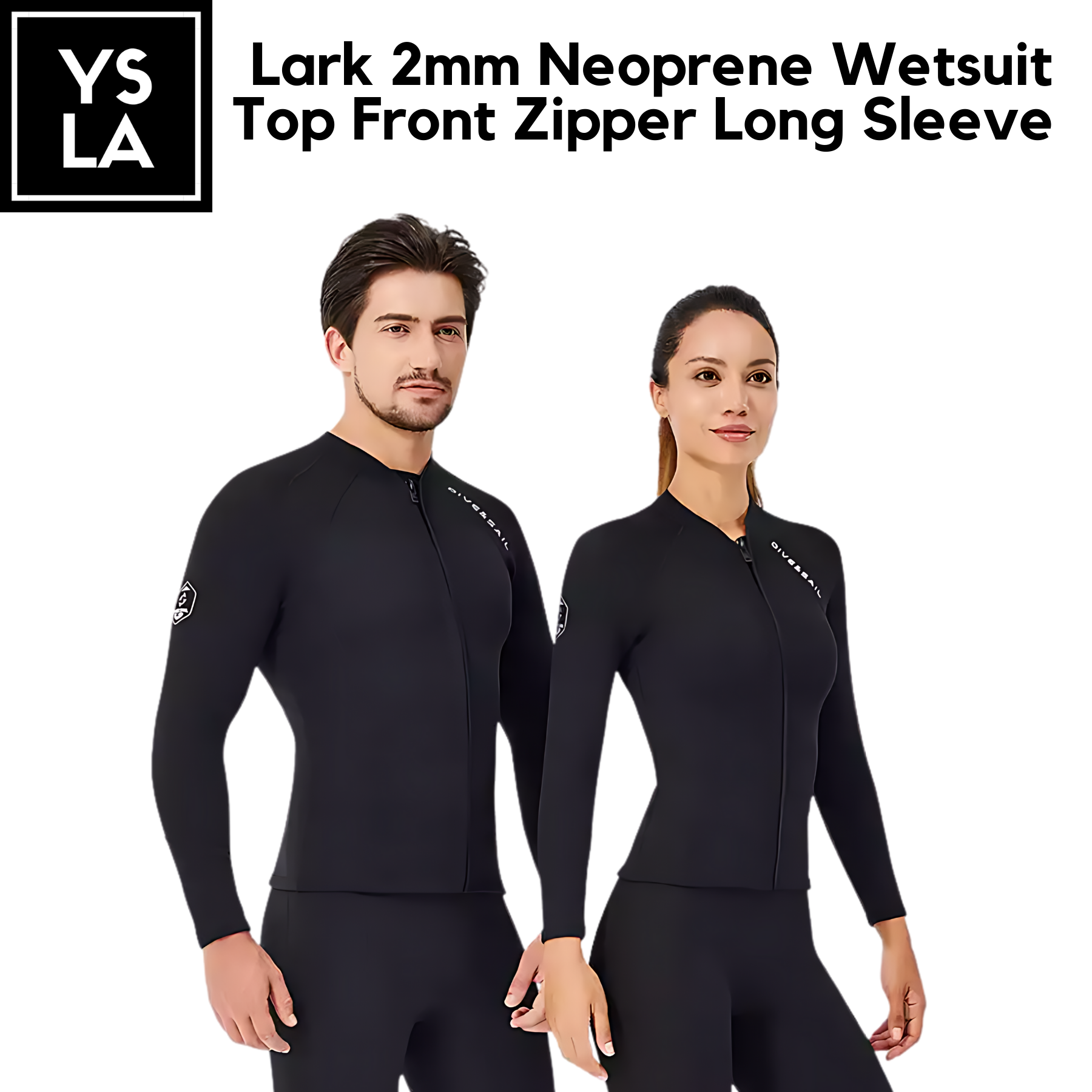 Lark Neoprene Wetsuit Top Front Zipper 2mm Long Sleeve Freedive
