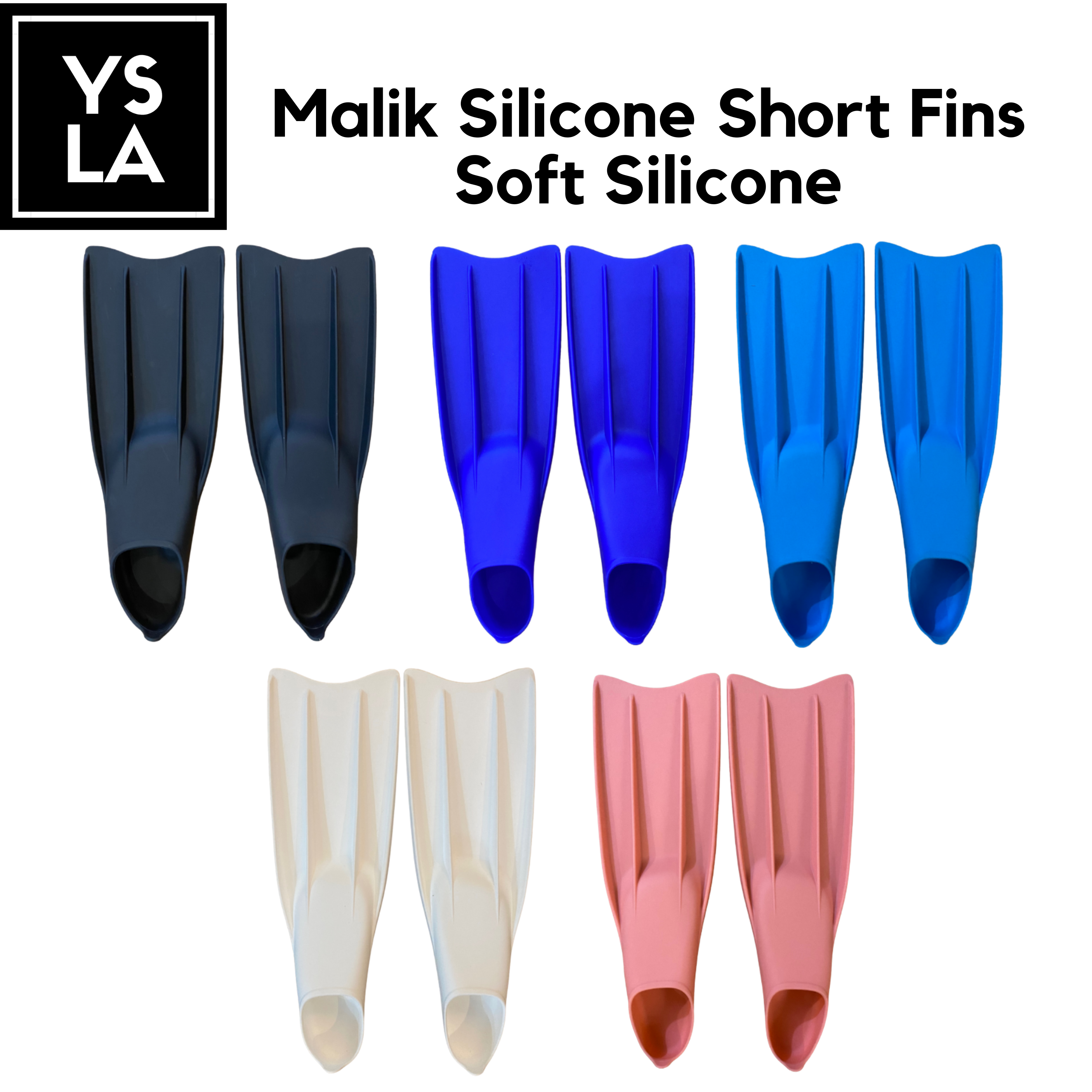 Malik Silicone Short Fins for Freedive Scuba Swimming Training Full Foot Pocket