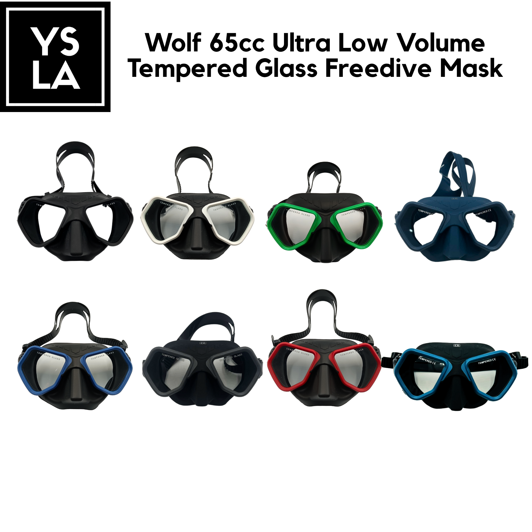 Wolf 65cc Ultra Low Volume Mask Tempered Glass Freedive Mask for Inventory Purposes