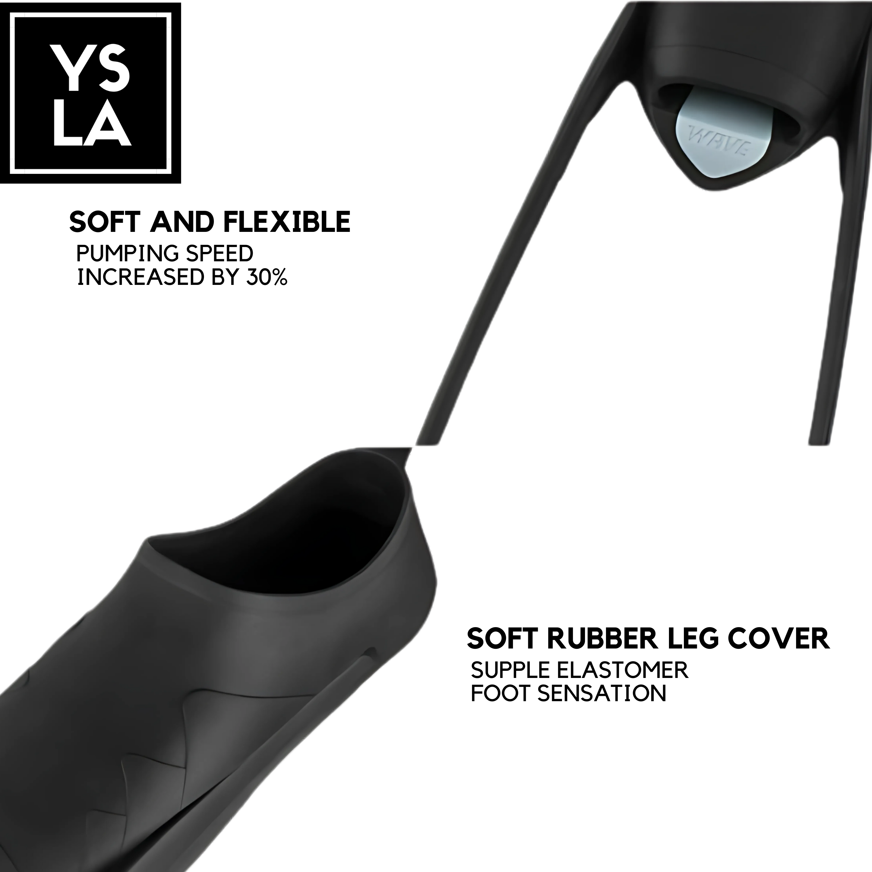 Wave Colored Long Freediving Fins White Foot Pocket