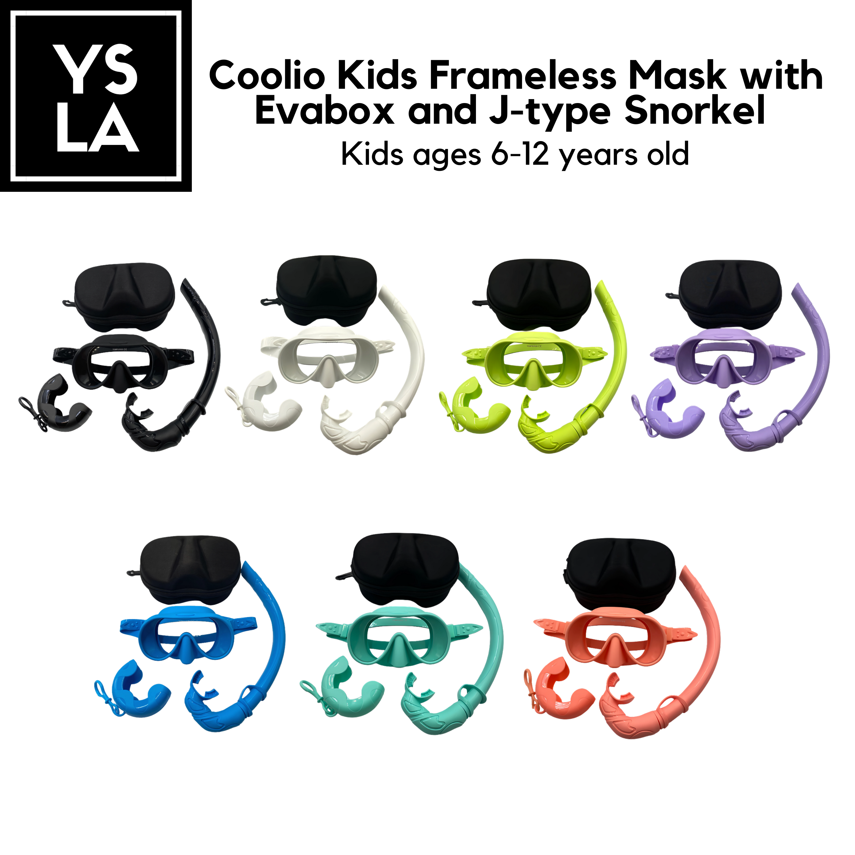 Coolio Kids Frameless Mask with Evabox and J-type Snorkel for Snorkeling Swimming