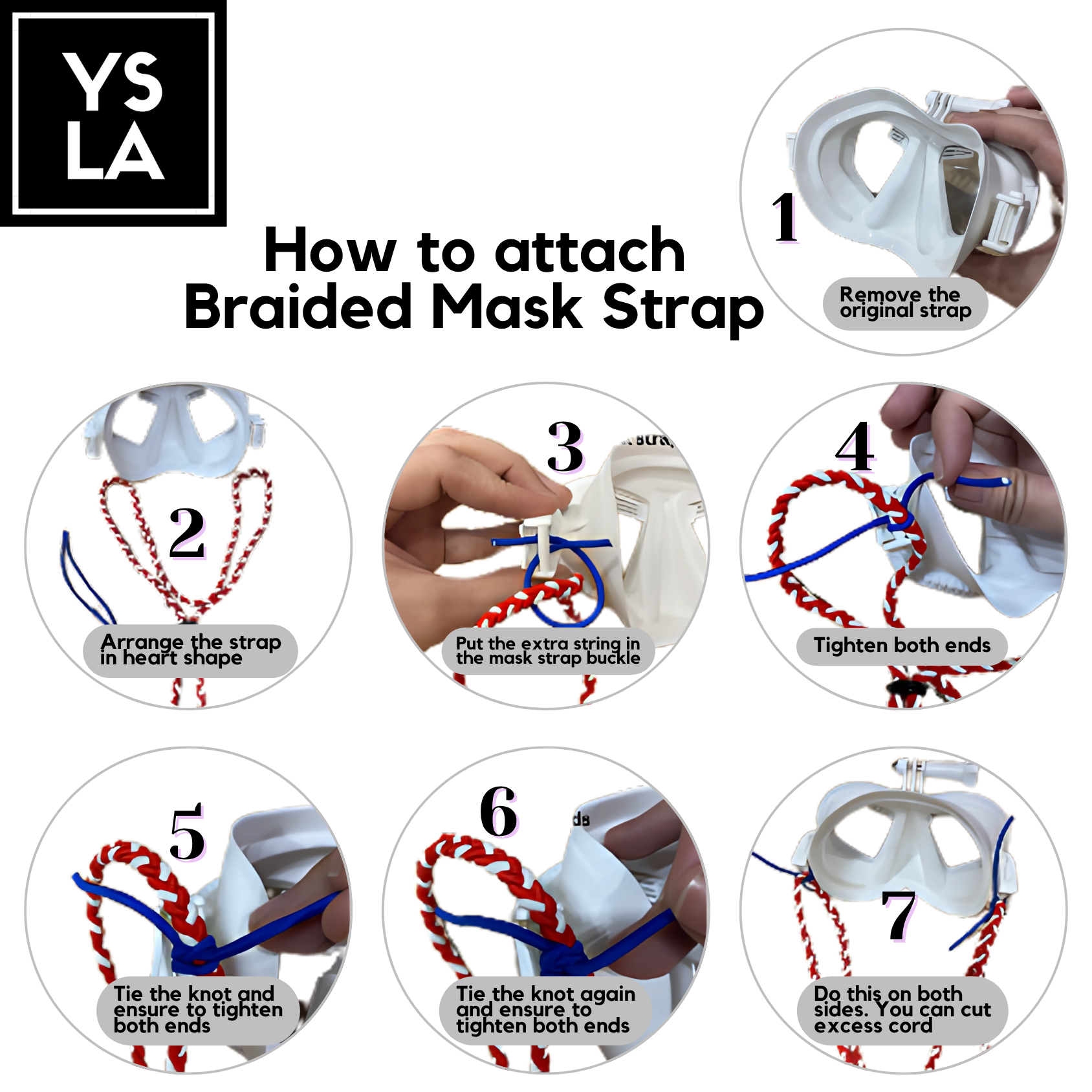 Braided Single-Color Custom Diving Mask Strap with Basic Metallic Stopper