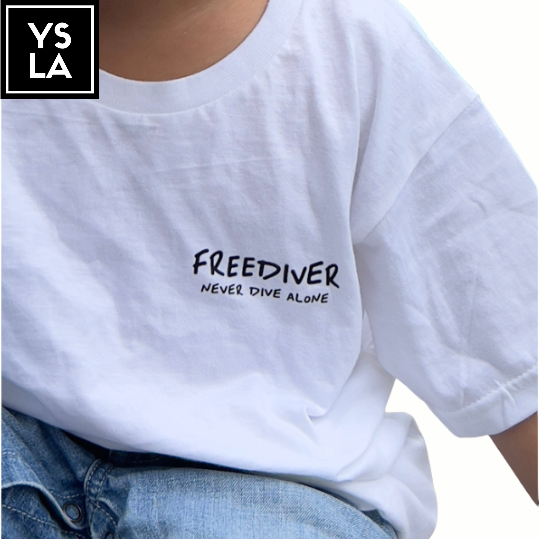 Ysla Never Dive Alone Freediver T-Shirt Kids Shirt