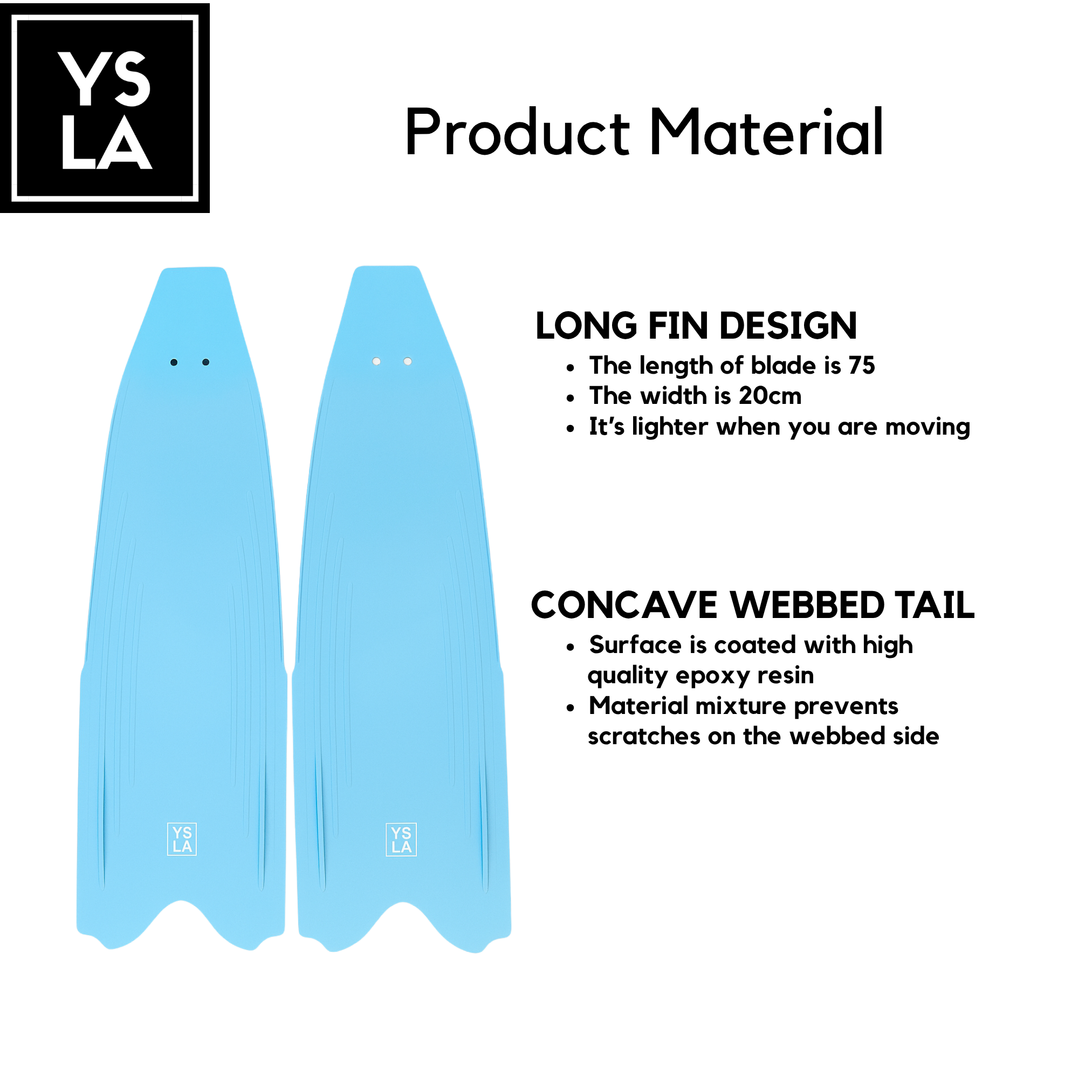 Ysla Wave Plastic Long Fin Blades only for Freediving
