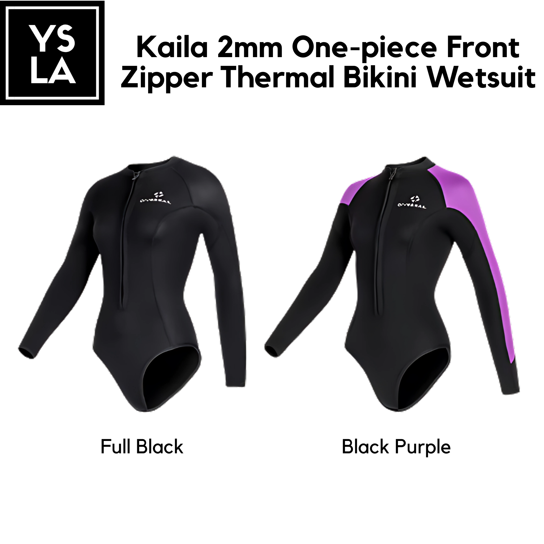 Kaila Dive and Sail 2mm One-piece Front Zipper Thermal Bikini Wetsuit