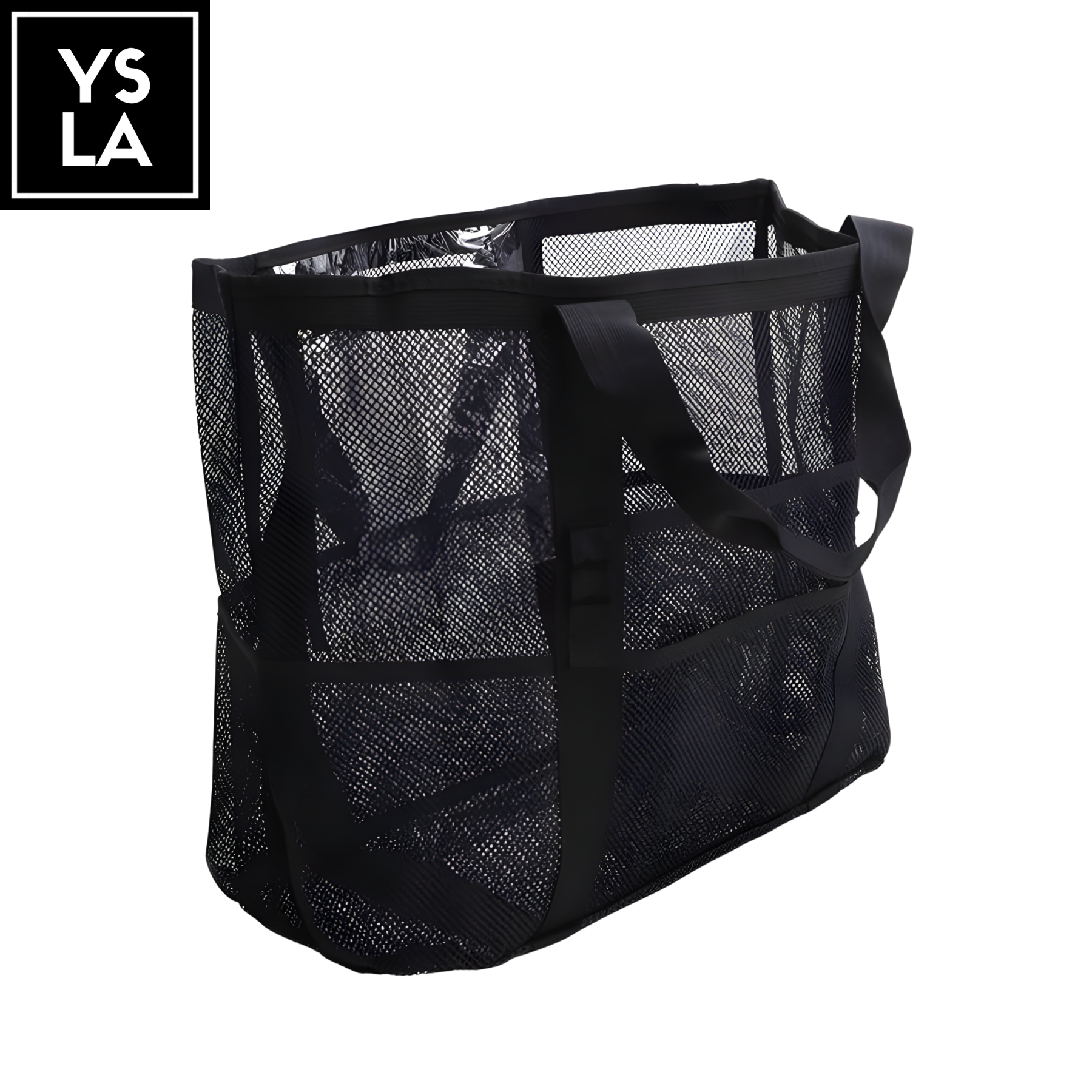 Satchel Foldable Waterproof Polyester Mesh Beach Bag with Mini Pockets
