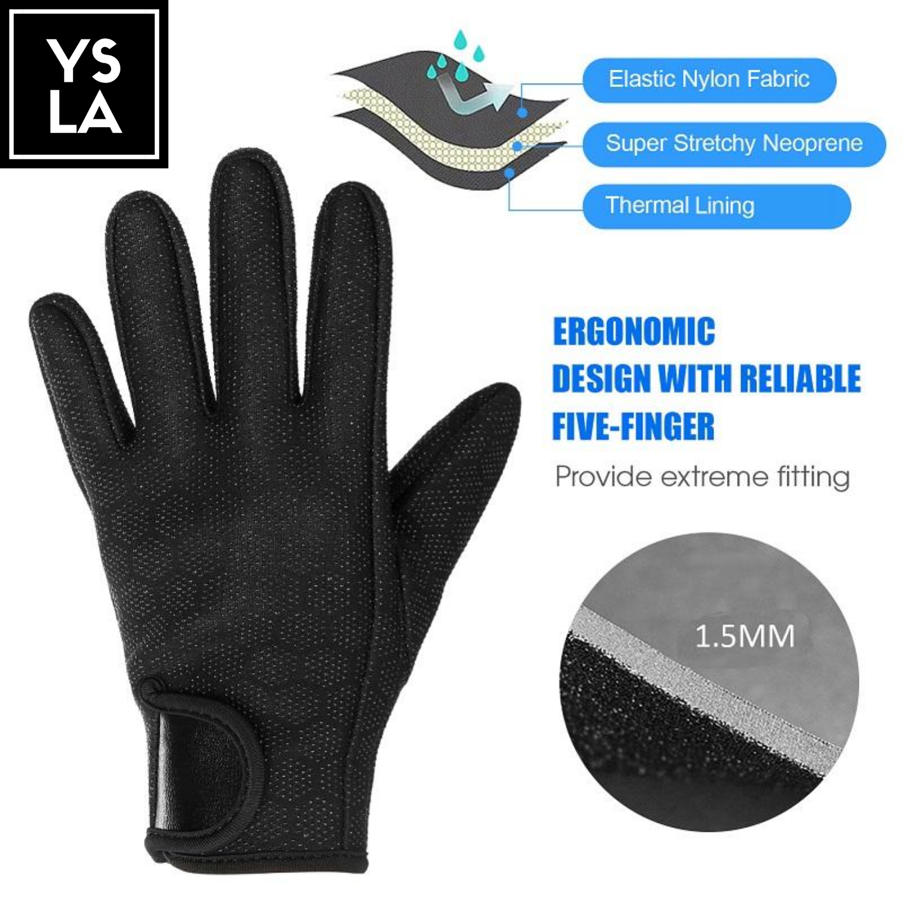Lurex 1.5mm Non-Slip Freediving Gloves