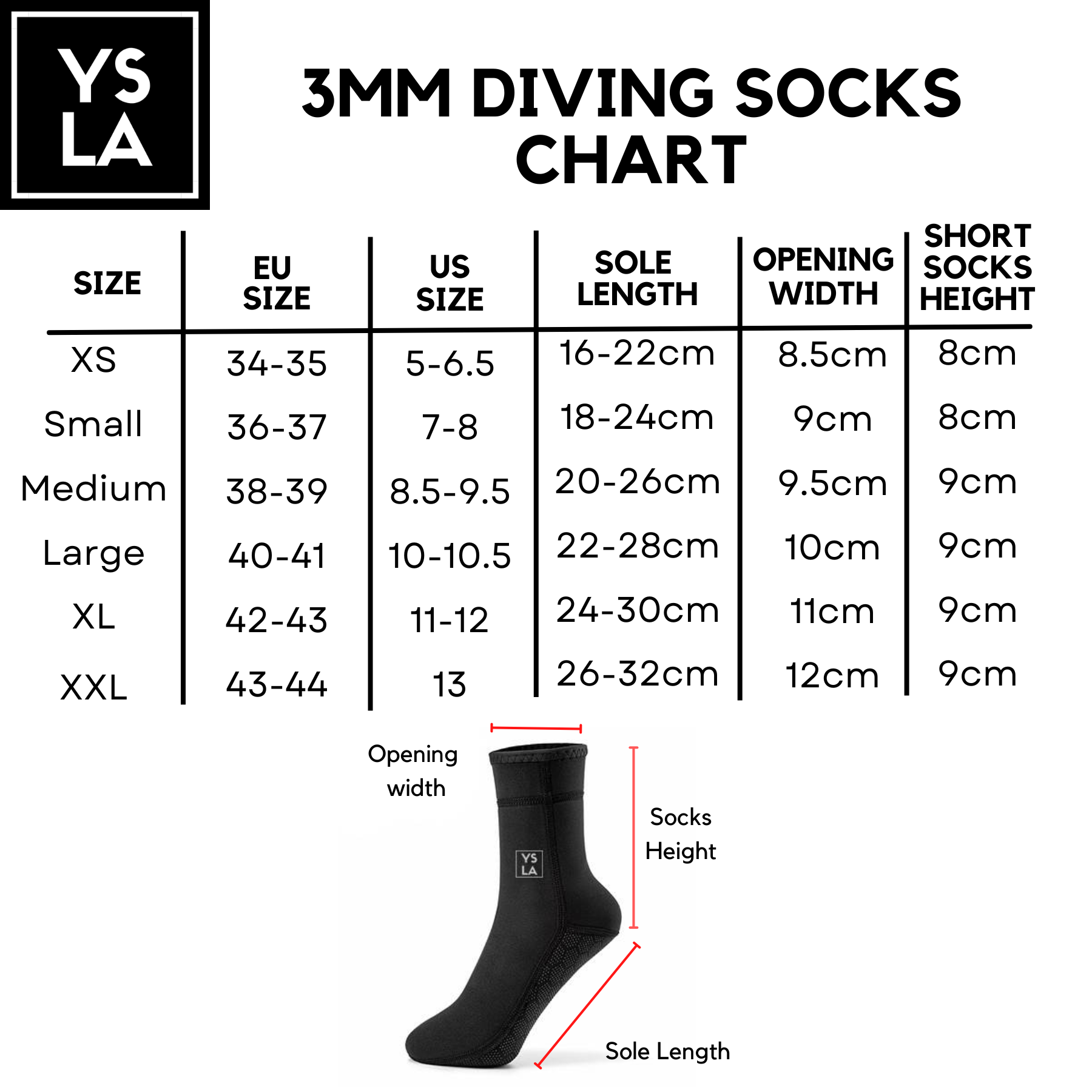 3mm Ysla Crew Neoprene Diving Socks Freediving Long Socks