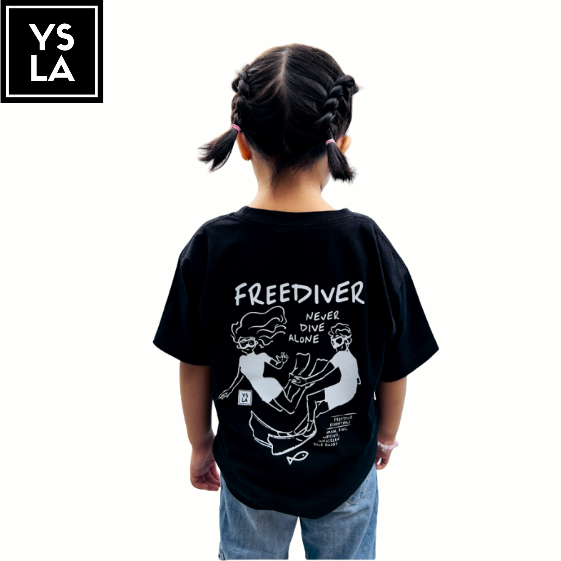 Ysla Never Dive Alone Freediver T-Shirt Kids Shirt