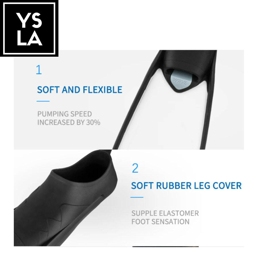 Wave Colored Long Freediving Fins White Foot Pocket