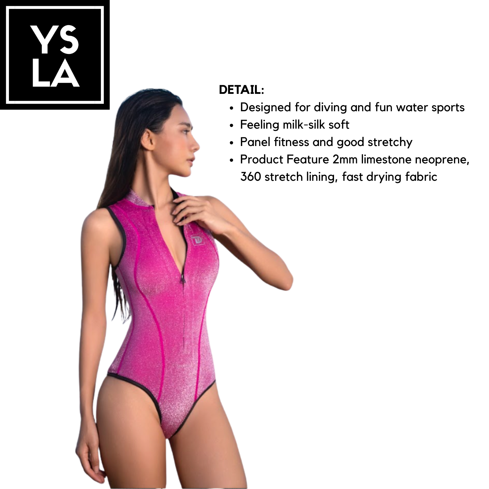 Trudive Seaglam 2mm Pink Bling Sleeveless Front-Zip Wetsuit