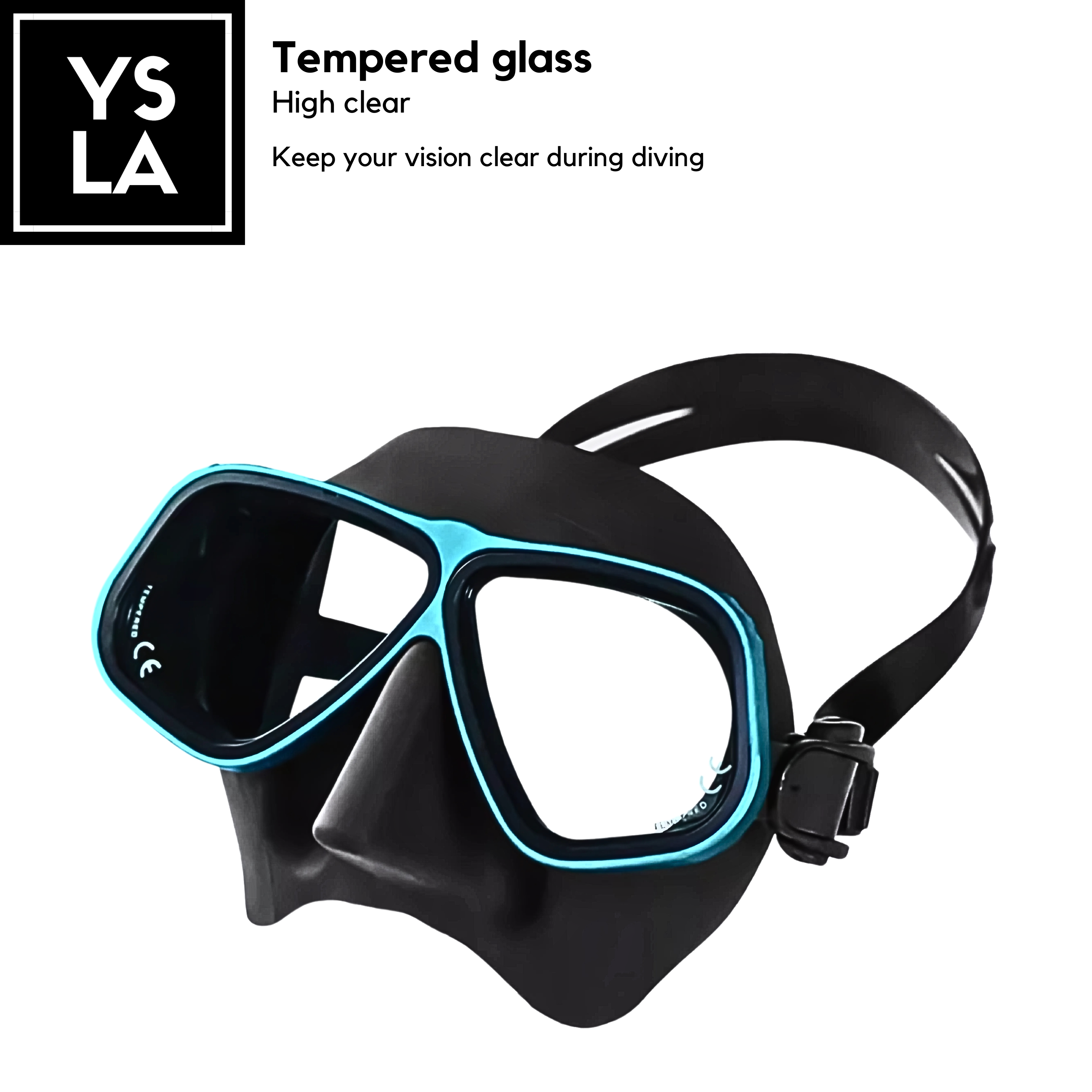 Solid Color Aluminum Frame Tempered Glass Freedive Mask only with Eva Box