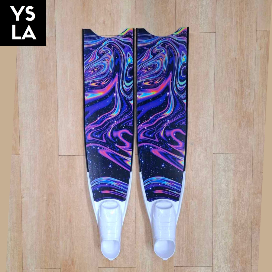 Ysla Leaderfins Pure Carbon Limited Edition Long Freedive Fins White Foot Pocket