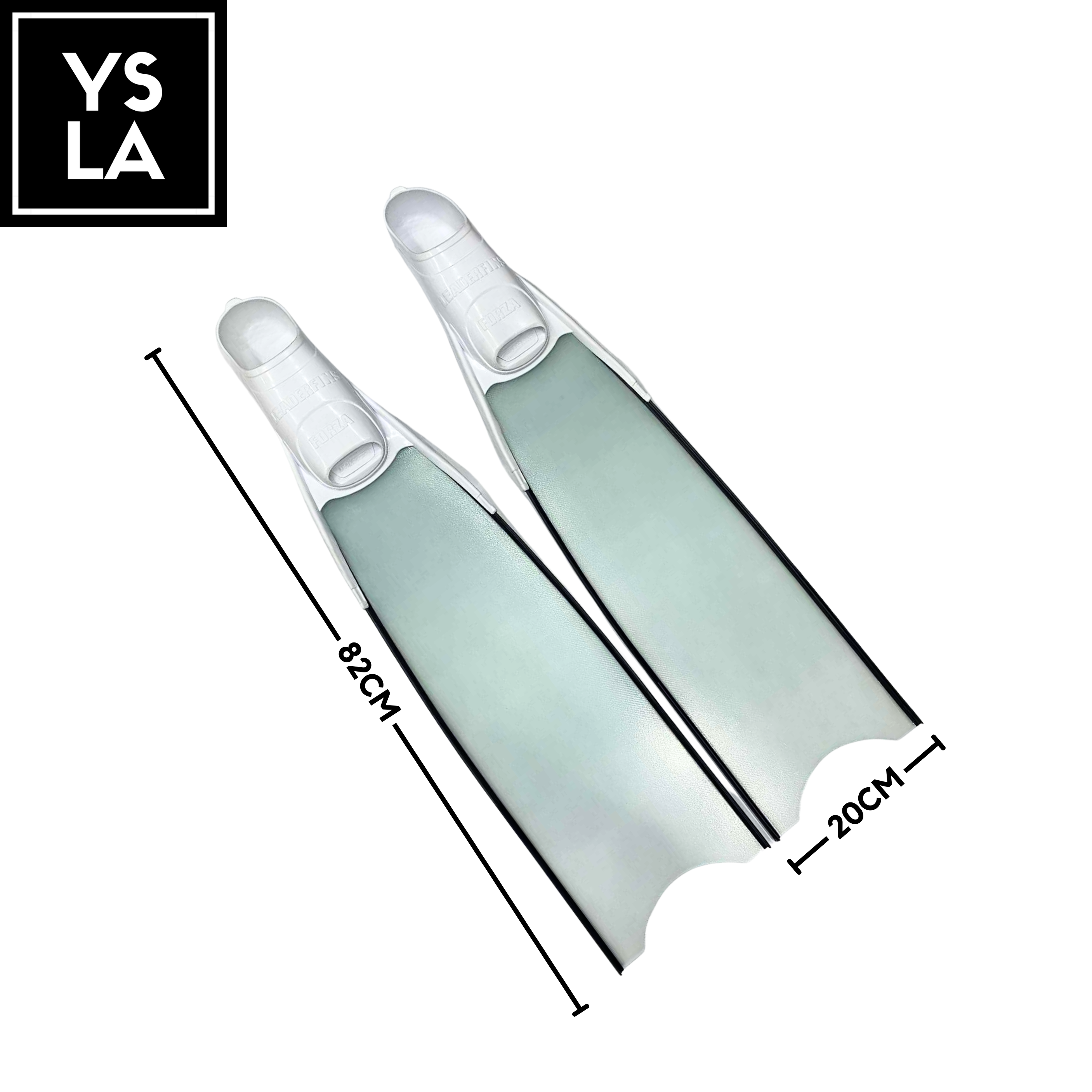 70cm Fiber Glass Long Blade Leaderfins with White and Black Foot Pockets