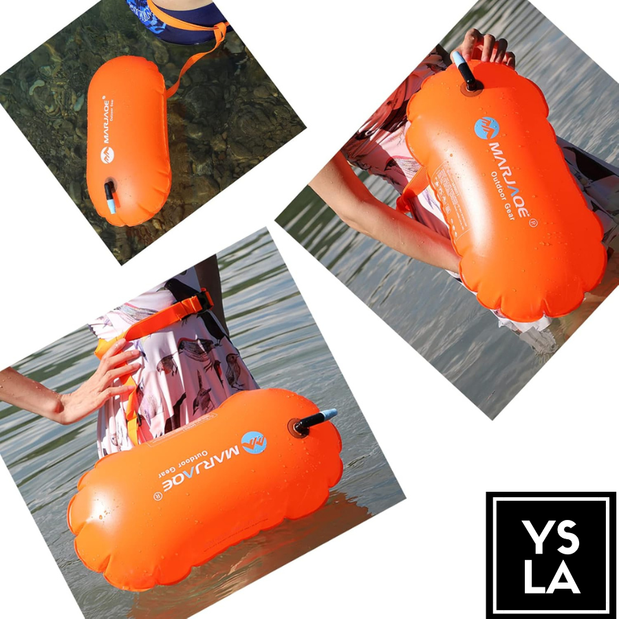 Marjaque Inflatable Open Water Buoy Air Dry Device Buoy Tow Float for Triathlon Swimming Highly Visible