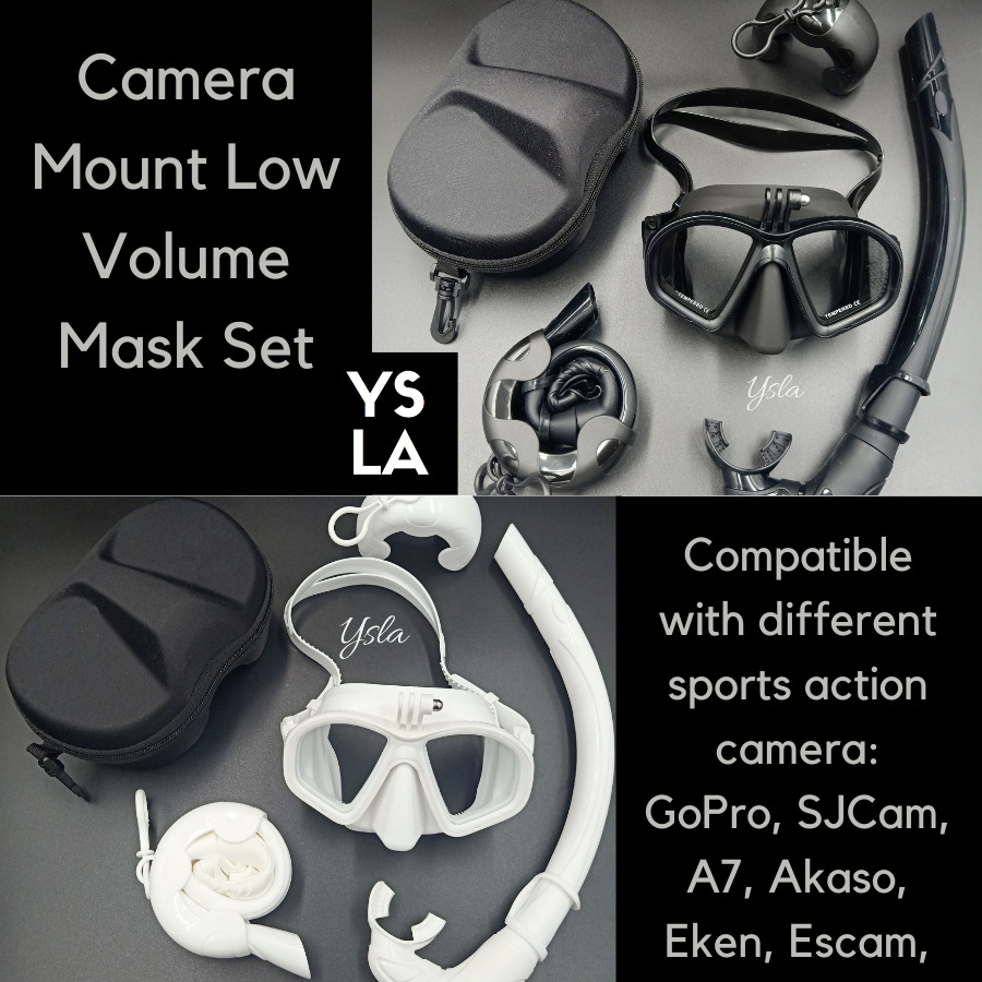 Camera Mount Dive Mask GoPro Low Volume Tempered Glass Freedive