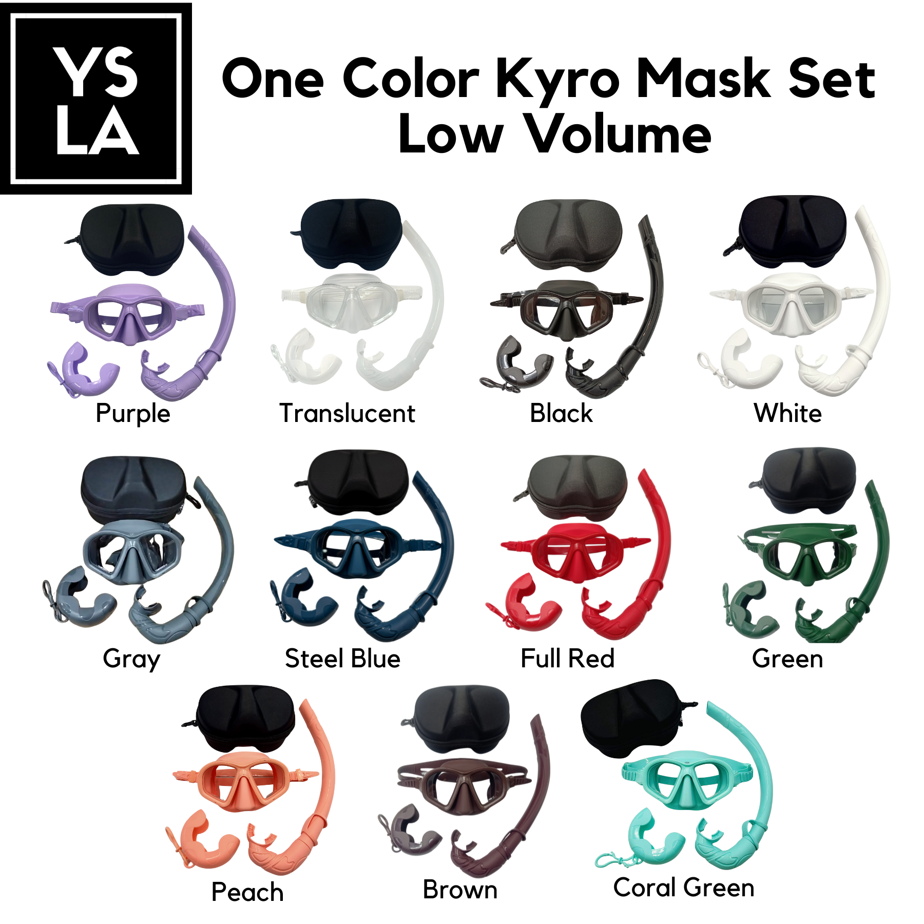 Kyro Tempered Glass Low Volume Freediving Mask with J-type Snorkel and Evabox