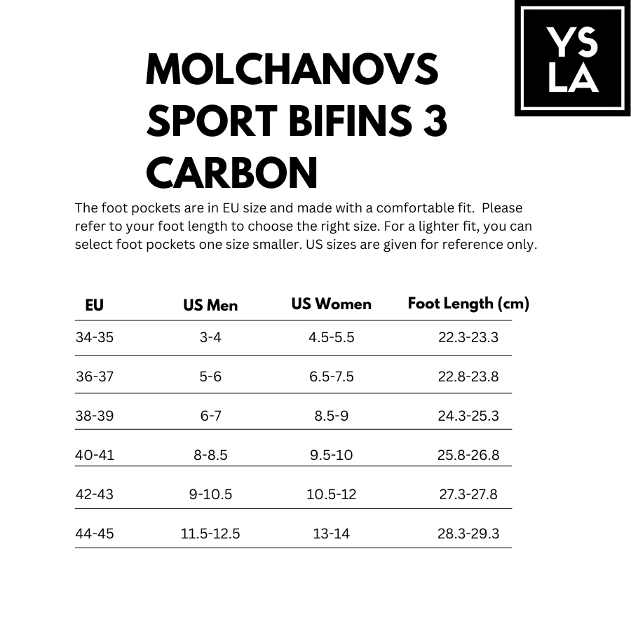 Molchanovs Sports Bifins 3 Carbon long Fins with Foot Pocket