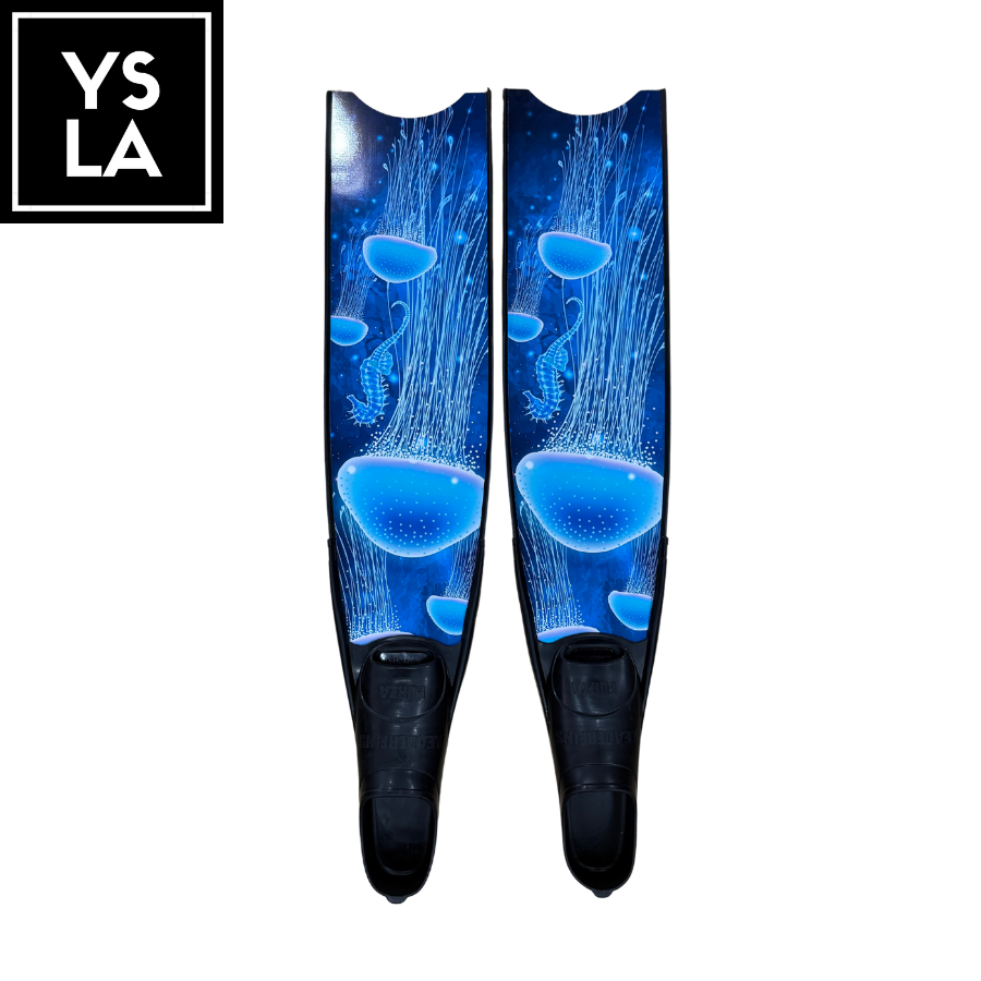 Ysla Leaderfins Pure Carbon Limited Edition Long Freedive Fins Black Foot Pocket