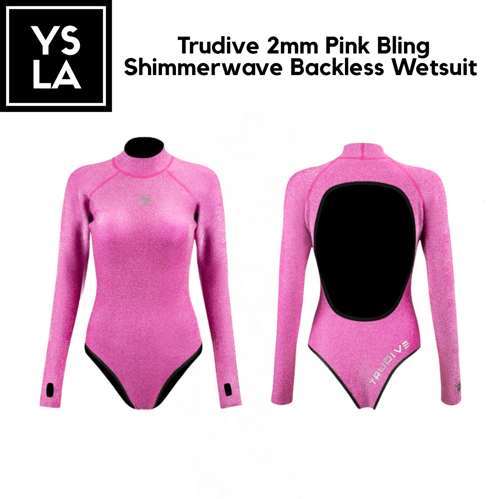 Trudive 2mm Pink Bling Shimmerwave Backless Wetsuit