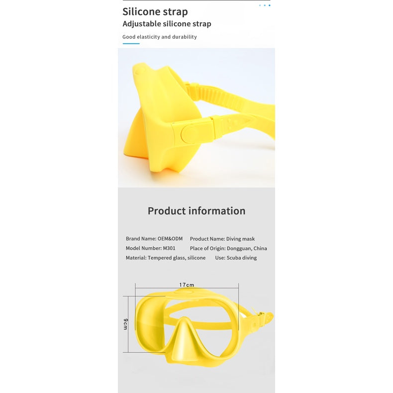 Frameless Tempered Glass Freediving Mask for Inventory Purposes