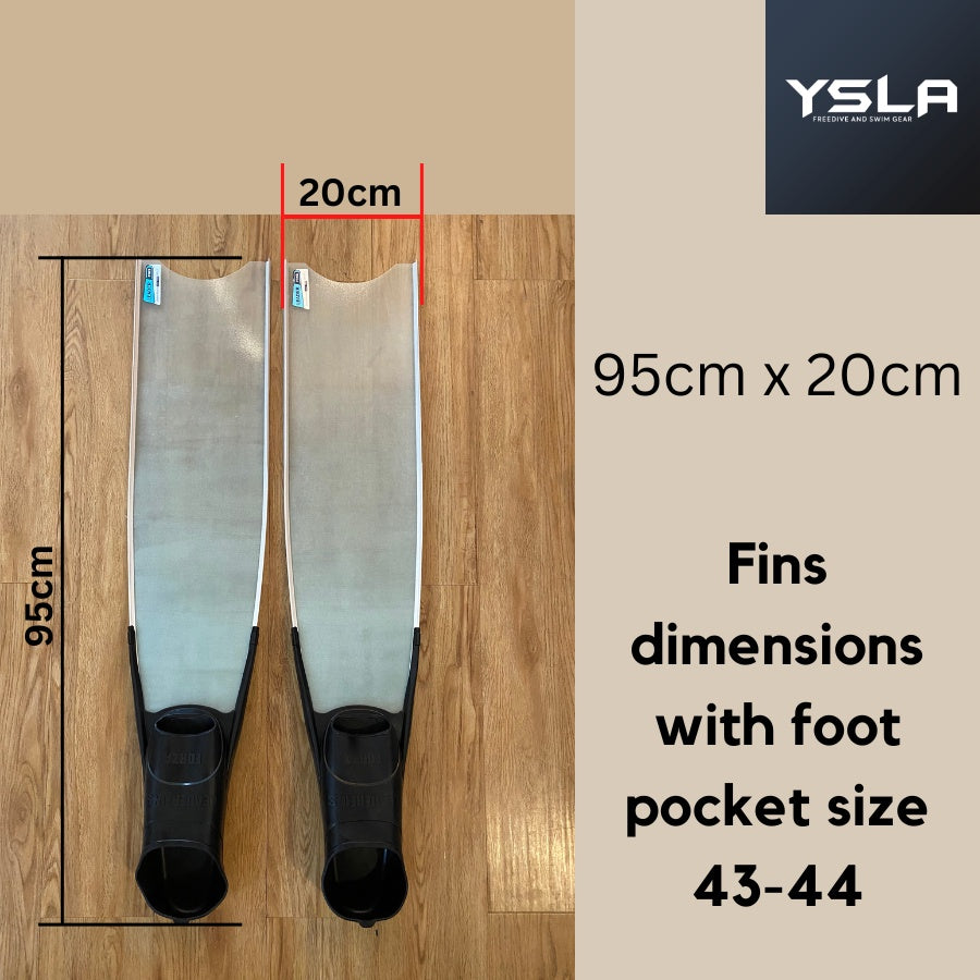 Ysla Leaderfins Fiberglass White Ice Fins Long Freedive Fins Soft Stiffness